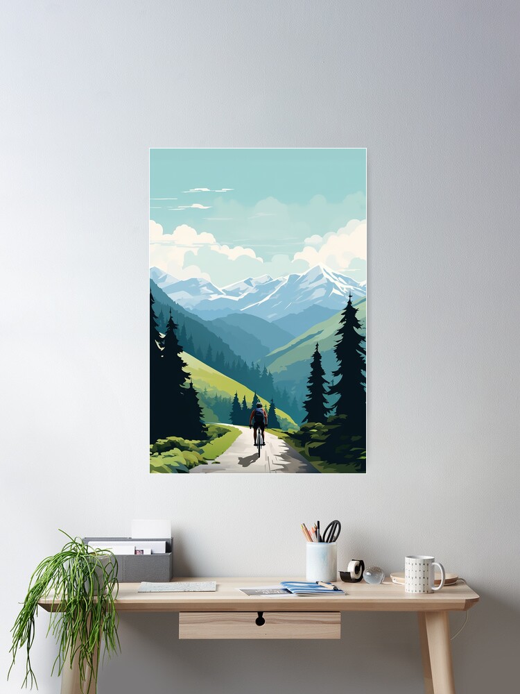 Thumbnail 1 of 3, Poster, Road Cyclist Mountain Peak Landscape designed and sold by Juliascutecornr.