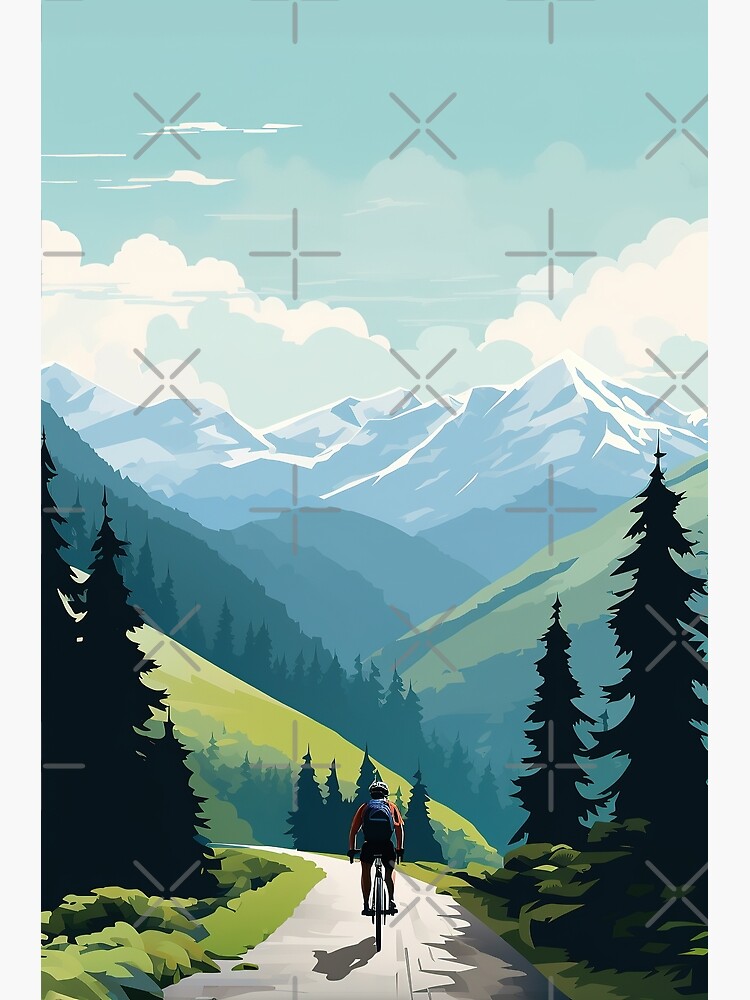 Thumbnail 3 of 3, Poster, Road Cyclist Mountain Peak Landscape designed and sold by Juliascutecornr.
