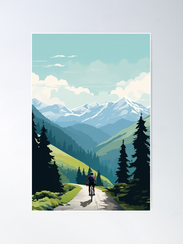 Thumbnail 2 of 3, Poster, Road Cyclist Mountain Peak Landscape designed and sold by Juliascutecornr.