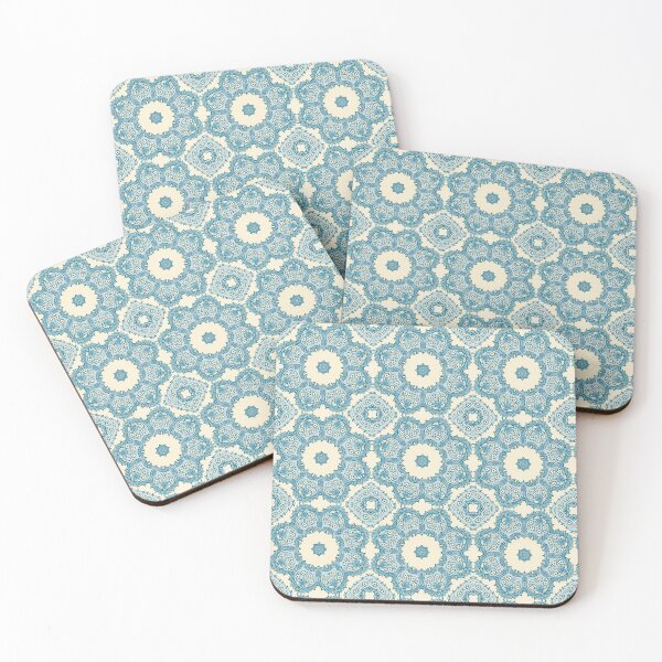 Item preview, Antique Ditsy Flowers in Cream and Soft Turquoise designed and sold by Piccolo Fiore Prints.