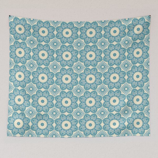 Item preview, Antique Ditsy Flowers in Cream and Soft Turquoise designed and sold by Piccolo Fiore Prints.