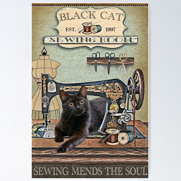 Item preview, Black cat and sewing room designed and sold by SameeraDammeyer.