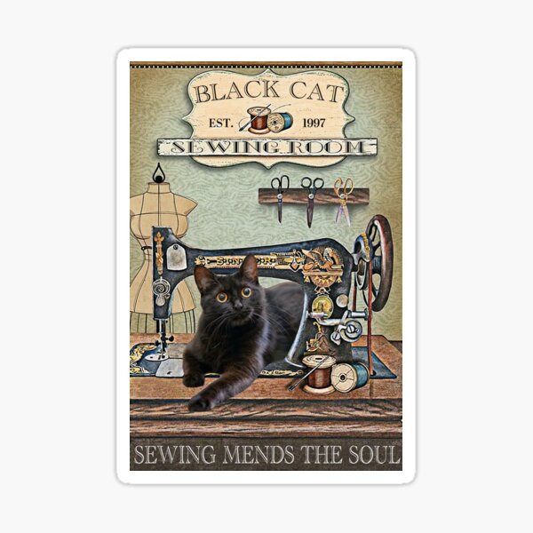 Item preview, Black cat and sewing room designed and sold by SameeraDammeyer.