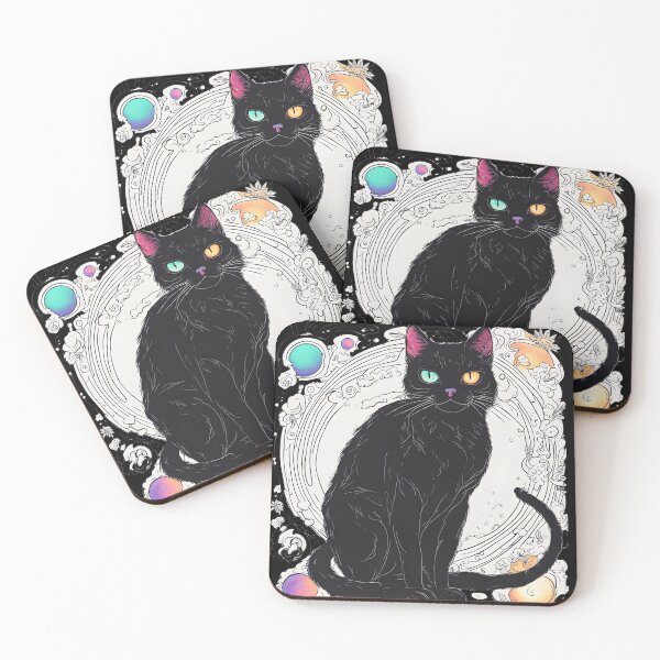 Item preview, Magical Black Cat floral designed and sold by Catophile.