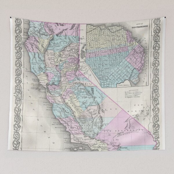 Item preview, Vintage Map of California (1855) designed and sold by BravuraMedia.