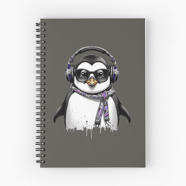 Item preview, A penguin rocking headphones and a cozy scarf designed and sold by NiRia Spot.