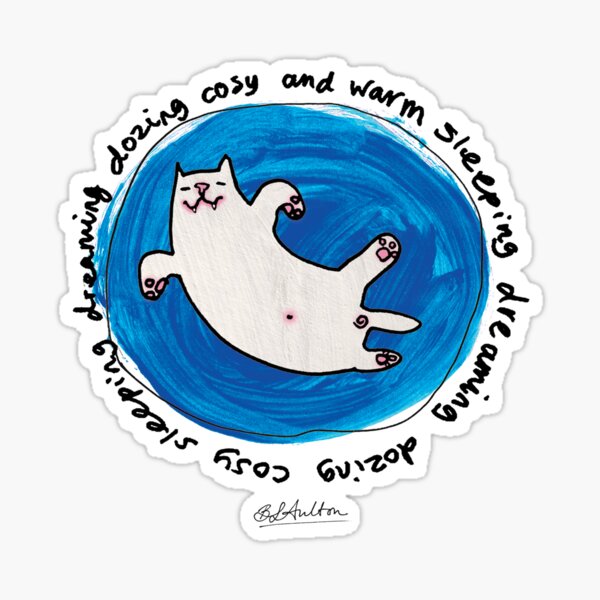 Sleeping Cat on a Blue Cushion Sticker