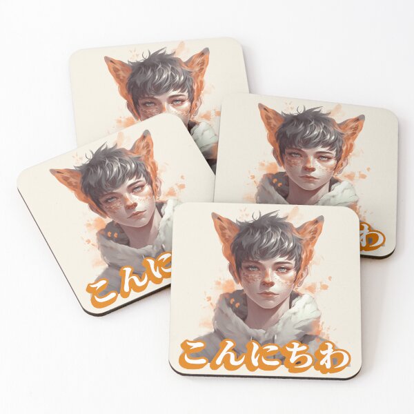 Item preview, Anime Watercolor Manga Fox Boy Gift designed and sold by InkyGenies.