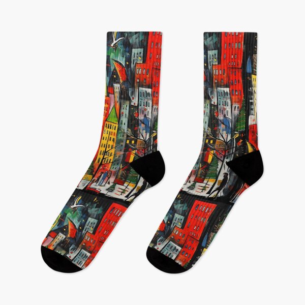 Item preview, Vibrant Metropolis Glow- A Christmas Celebration through Diverse Artistic Flairs of Neo Expressionism and Cubism designed and sold by OlfactoART Studio.