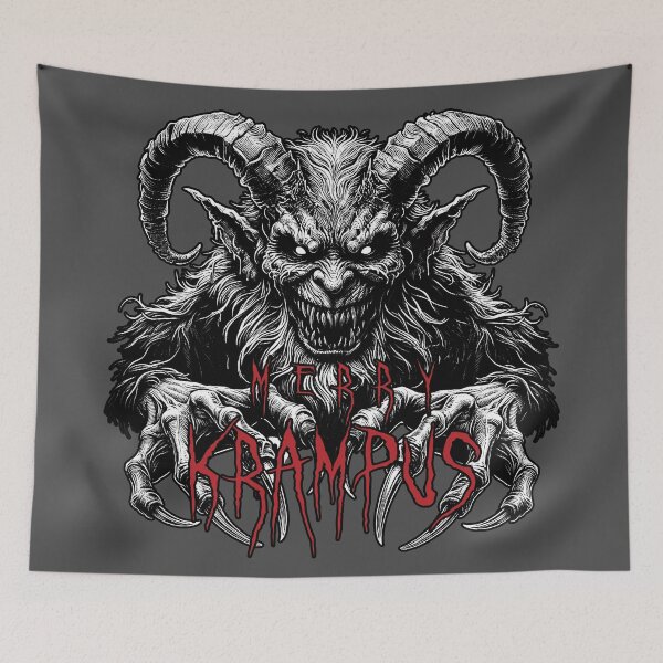 Item preview, Evil Krampus Illustration - Dark Christmas Decor designed and sold by PrintPit.