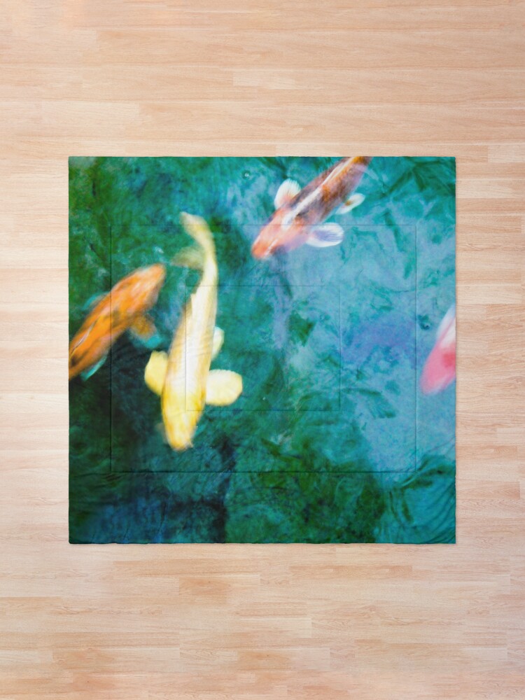 Alternate view of Turquoise Waters Yellow and Orange Koi Fish Zen Nature Photograph Comforter