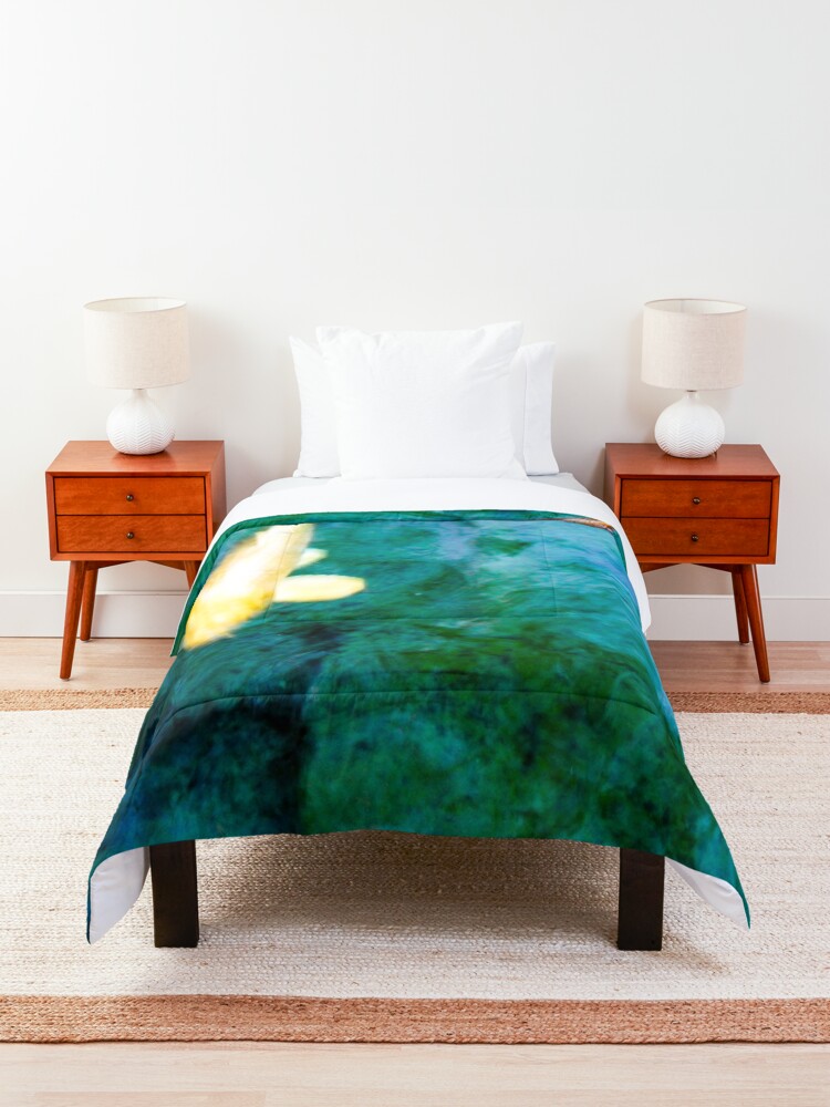 Alternate view of Turquoise Waters Yellow and Orange Koi Fish Zen Nature Photograph Comforter