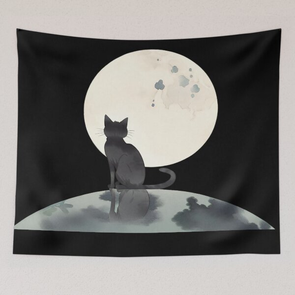 Item preview, A lonely black cat on a full moon,  designed and sold by attakorn.