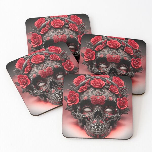 Item preview, Human skull made of red roses designed and sold by Fantasymachine.