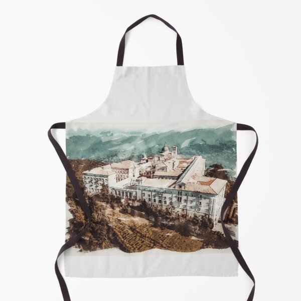 Item preview, Historic Montecassino Abbey / Mountains of Italy Near Rome / Watercolor Travel Painting designed and sold by Naumovski.