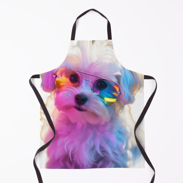 Item preview, A cute and playful Maltese puppy wearing a rainbow colored pair of glasses in the style of celebrity and pop culture designed and sold by AI-Only Creations.