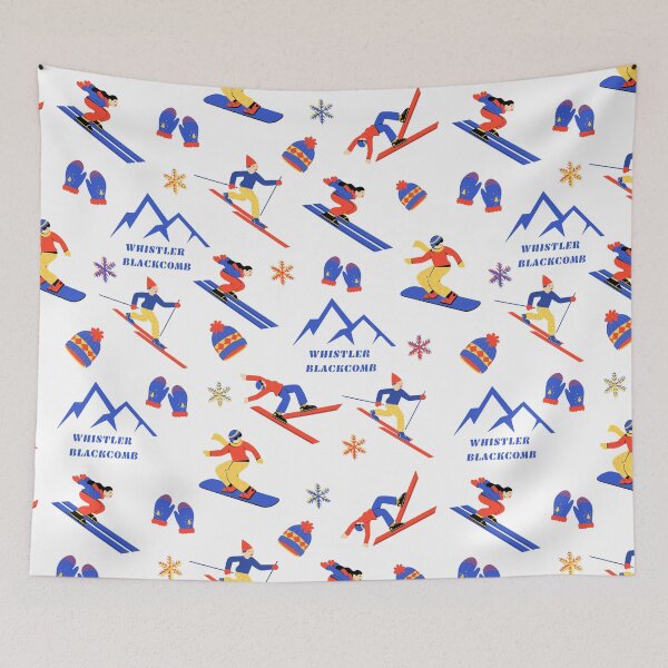 Item preview, Whistler Blackcomb British Columbia Canada Ski Snowboard seamless pattern designed and sold by Vintage-TM.