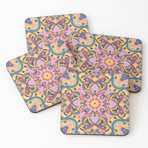 Item preview, Pink and yellow abstract tile pattern  designed and sold by EasyPrints337.