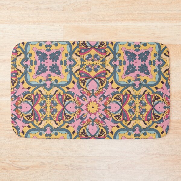 Item preview, Pink and yellow abstract tile pattern  designed and sold by EasyPrints337.