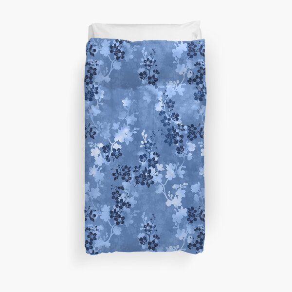 Sakura blossom in blue Duvet Cover