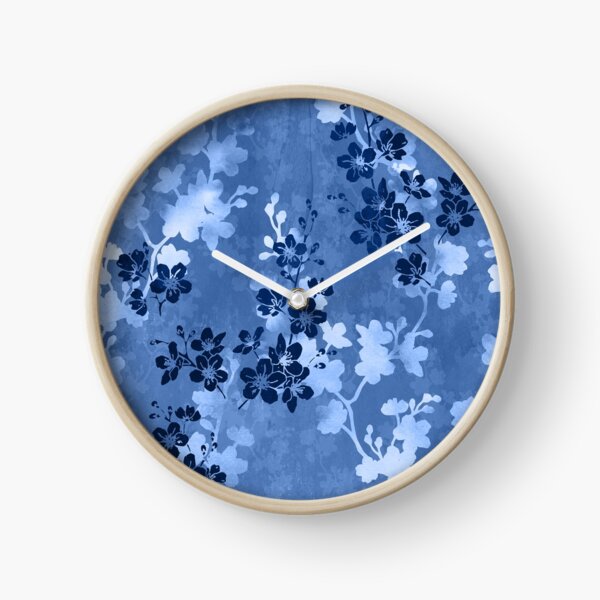Sakura blossom in blue Clock
