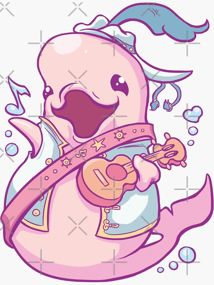 Thumbnail 3 of 3, Sticker, Pink Dolphin Bard designed and sold by piratadandi.