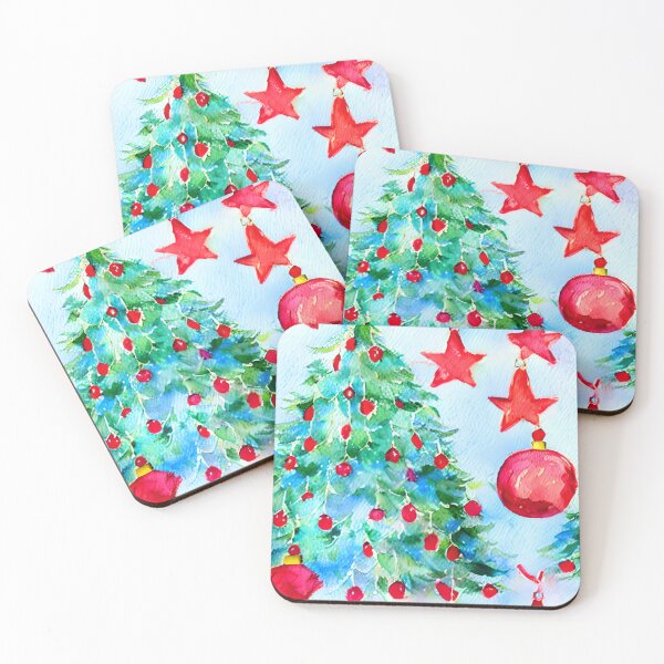 Item preview,  Christmas watercolor paining of red stars, Christmas, ornament designed and sold by gofra-design.