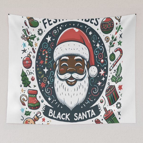 Item preview, Black Santa Festive Christmas Vibes designed and sold by KitonicTees.