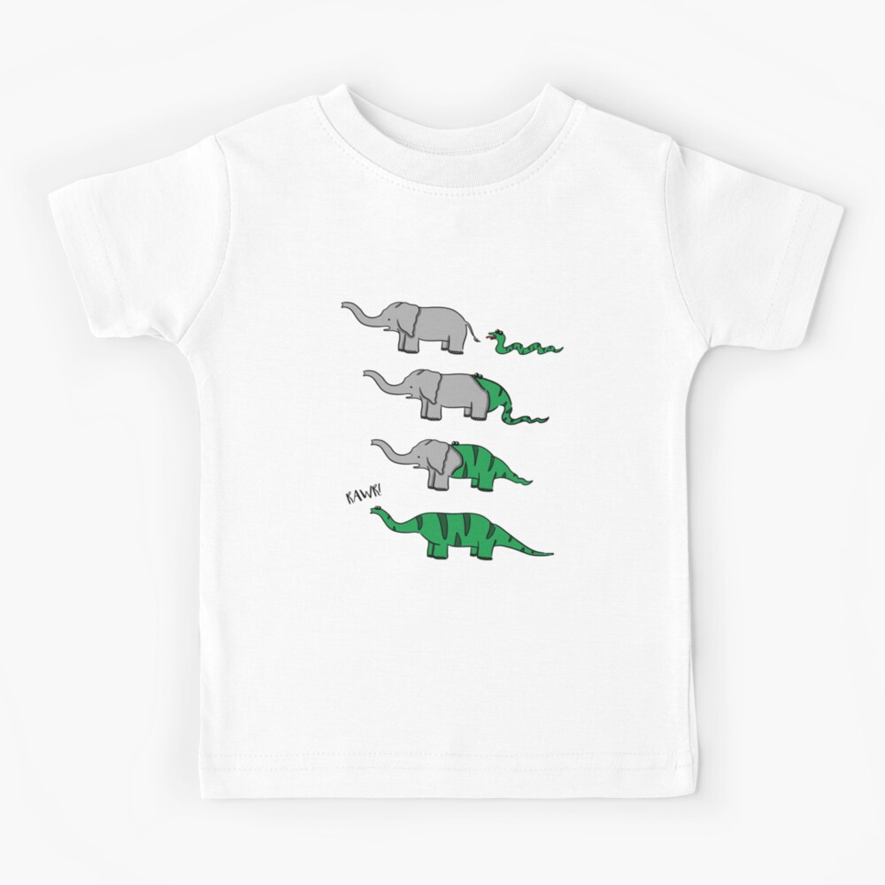 Funny Dinosaur T-Shirt. Snake and elephant. Animal t-shirt