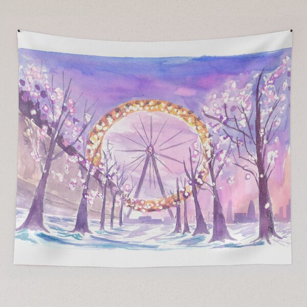 Item preview, London England View of Eye in Winter with Snow South Bank designed and sold by artshop77.
