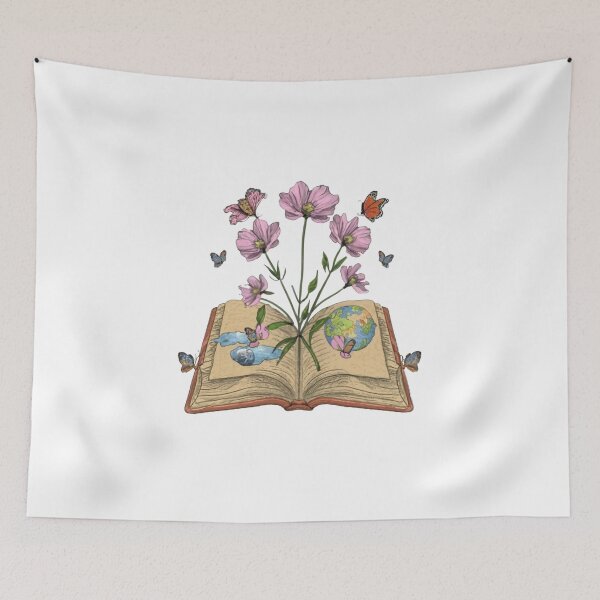Item preview, Flowers Growing From Book | Light Purple California Poppies With small monarch butterflies designed and sold by CircinusStore.