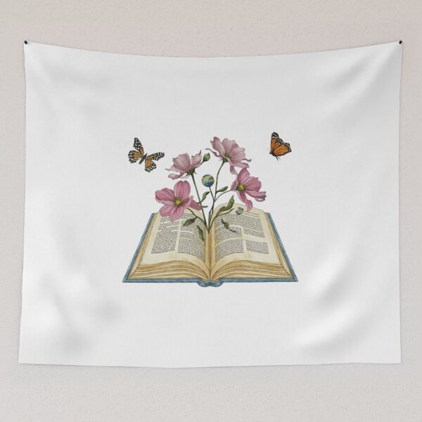 Item preview, Flowers Growing From Book | Light Purple California Poppies With small monarch butterflies and the bud of a small planet designed and sold by CircinusStore.