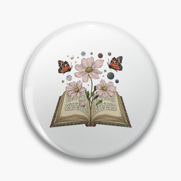 Item preview, Flowers Growing From Book | Light Pink California Poppies With small monarch butterflies and planets and stars designed and sold by CircinusStore.