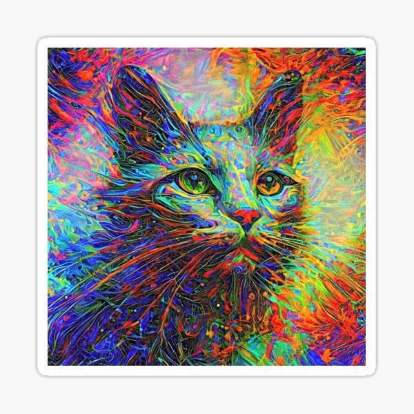 Abstractions of abstract abstraction of cat. DeepDream #2300314581025 Sticker