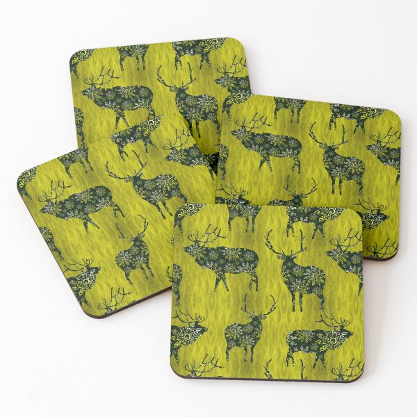 Item preview, Christmas Ornament Bucks on Grassy Gold Repeat 5748 designed and sold by Art in My Loft.