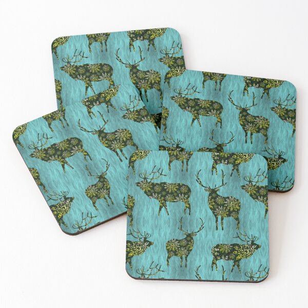 Item preview, Christmas Ornament Bucks on Grassy Teal Repeat 5748 designed and sold by Art in My Loft.