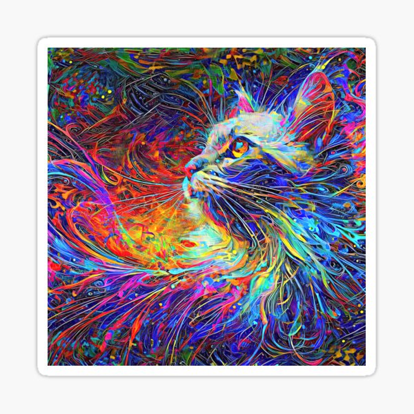 Abstractions of abstract abstraction of cat. DeepDream #9883614125405 Sticker