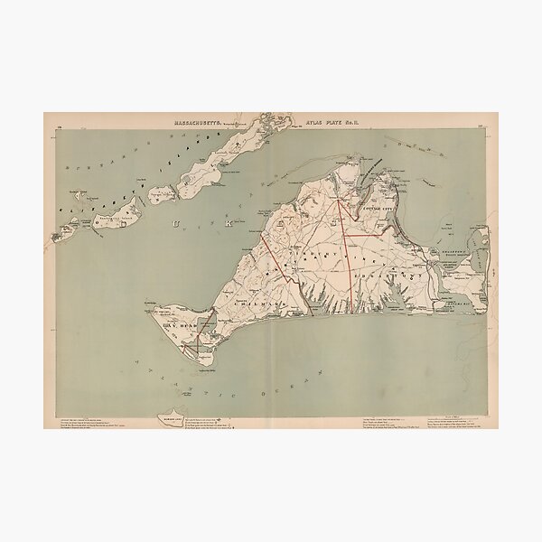 Item preview, Vintage Map of Martha's Vineyard (1891) designed and sold by BravuraMedia.