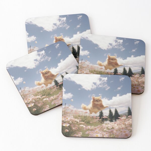 Item preview, yellow cat jumping on a flower designed and sold by hola-zzoi.