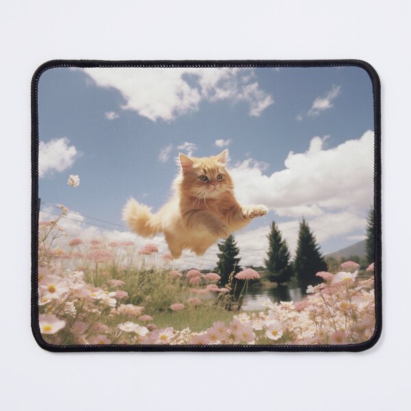 Item preview, yellow cat jumping on a flower designed and sold by hola-zzoi.