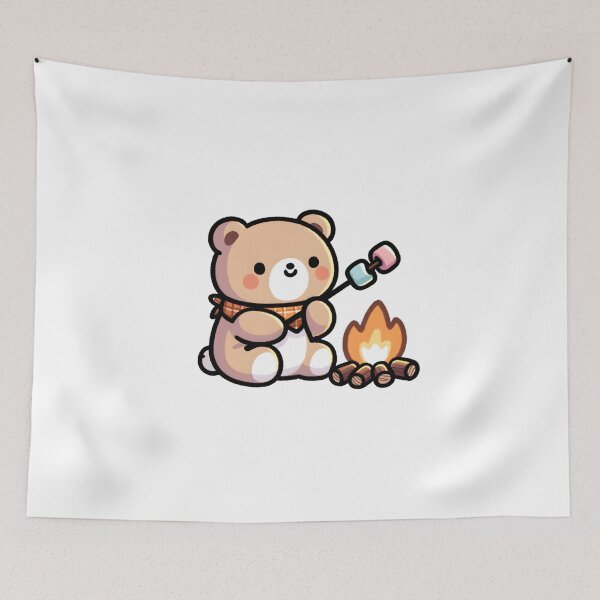 Artikelvorschau, Cute Bear Toasting Marshmallows Campfire entworfen und verkauft von UmbrellaStudio1.