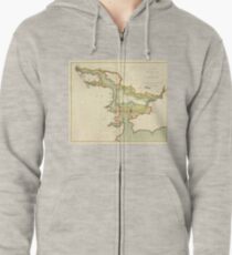 Vintage Map of Cork Harbor Ireland (1702) Zipped Hoodie