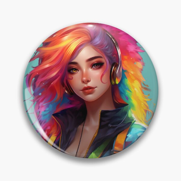 Item preview, Rainbow Style Hair Avatar Girl T-Shirt designed and sold by AiApparel24-art.