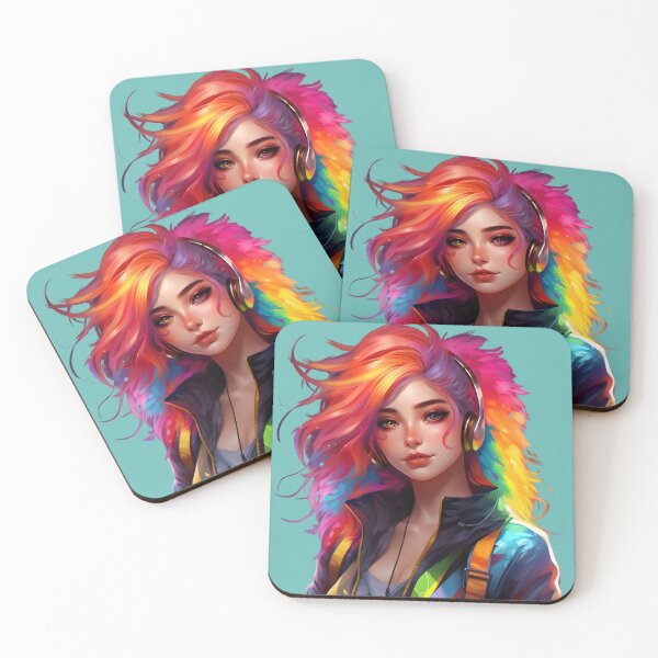 Item preview, Rainbow Style Hair Avatar Girl T-Shirt designed and sold by AiApparel24-art.