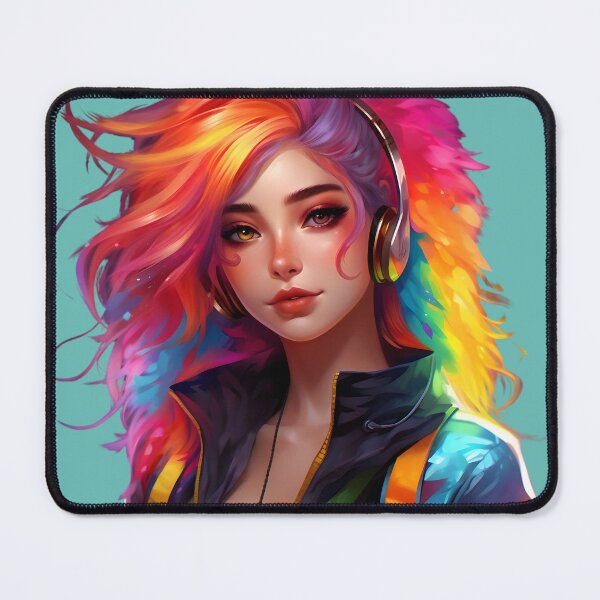 Item preview, Rainbow Style Hair Avatar Girl T-Shirt designed and sold by AiApparel24-art.