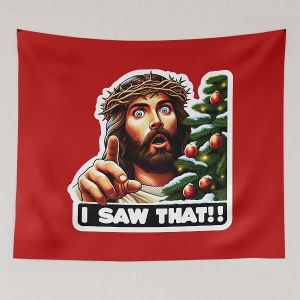 Item preview, I SAW THAT Jesus meme Crown of Thorns Christmas Tree designed and sold by plushism.