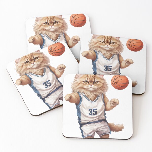 Item preview, Cute Persian cat wearing a basketball uniform and jumping  block basketball designed and sold by chathai.