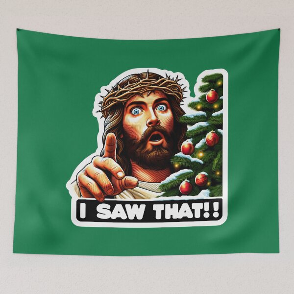 Item preview, I SAW THAT Jesus meme Crown of Thorns Christmas Tree designed and sold by plushism.