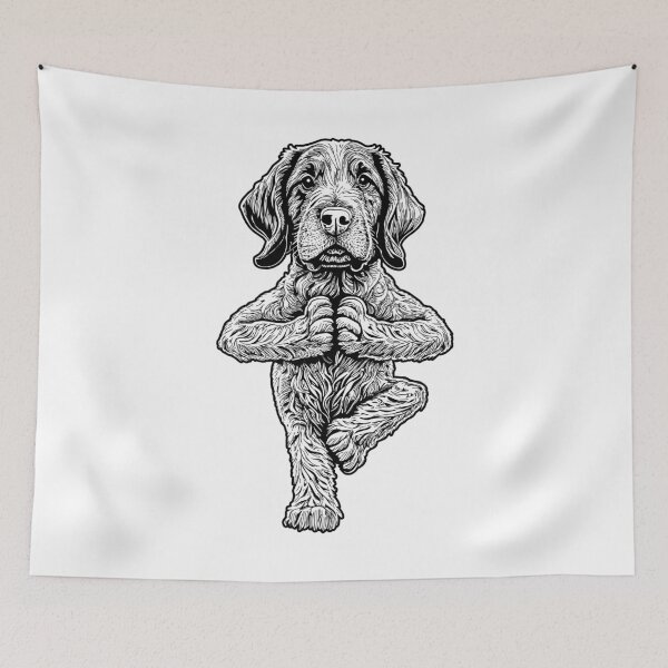 Item preview, German Wirehaired Pointer Yoga Dog Puppy Funny Dogs Asana designed and sold by GrandeDuc.