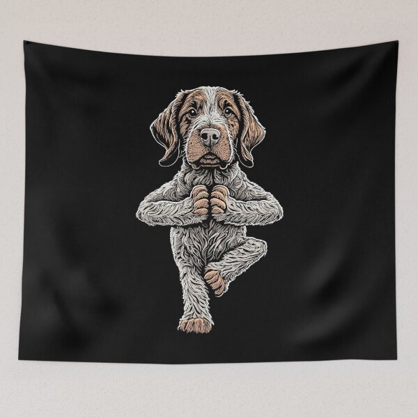 Item preview, German Wirehaired Pointer Yoga Dog Puppy Funny Dogs Asana designed and sold by GrandeDuc.